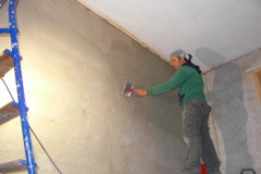 traditional lime render & lime plaster in old Georgian Ashlar stone house.