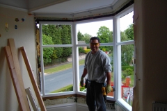 New wooden window bay in progress.