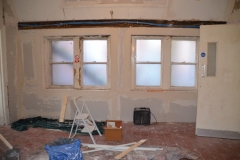 plasteboard making better the walls in old kitchen.