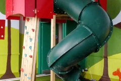 final tree house with tobogan slide.