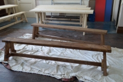 tables and benches waiting for stain and varnish.