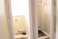 relocation of toiltes to back of room.