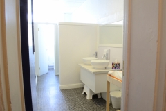 newly built vanity double units, new sinks, plumbing and new toilettes at the back.