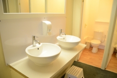 refurbished vanity units, new worktop area, new sings and plumbing, new toilettes and lino on floors.